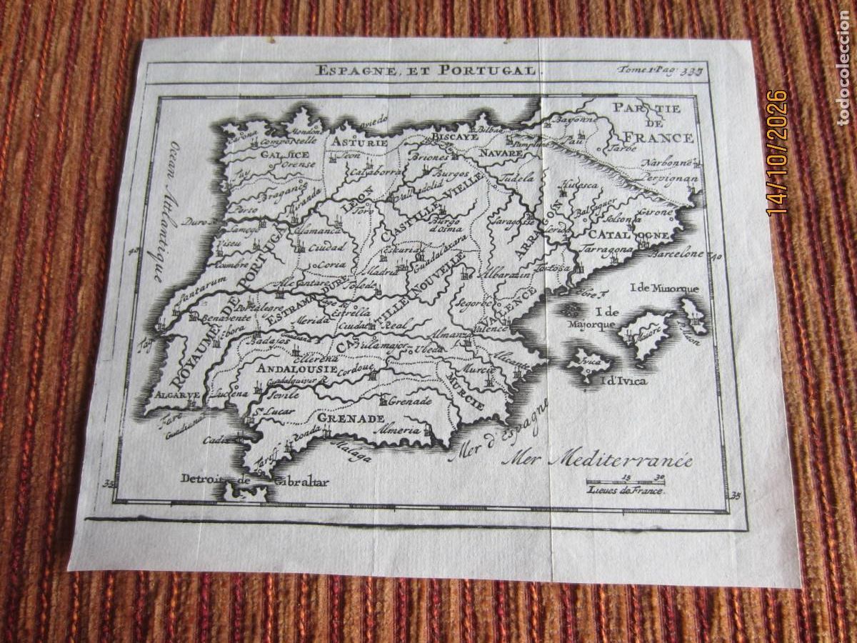 Arte: 1713-MAPA DE ESPA&Ntilde;A. POR GUILLAUME DELISLE. CART&Oacute;GRAFO FRANC&Eacute;S