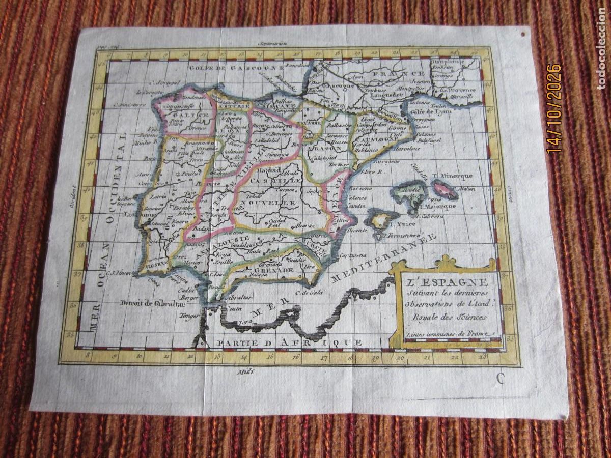 Arte: 1767-MAPA DE ESPA&Ntilde;A. POR CLAUDE BUFFIER. CART&Oacute;GRAFO FRANC&Eacute;S