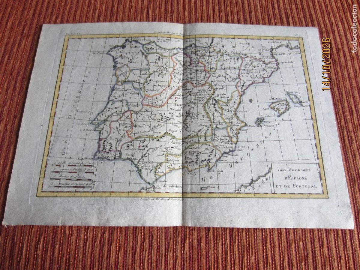 Arte: 1780-MAPA DE ESPA&Ntilde;A. POR M. BONNE. CART&Oacute;GRAFO FRANC&Eacute;S