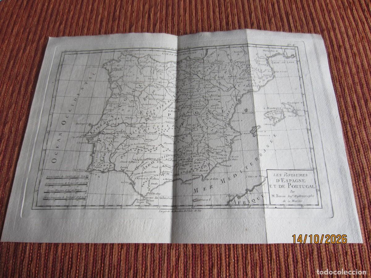 Arte: 1787-MAPA DE ESPA&Ntilde;A. POR M. BONNE. CART&Oacute;GRAFO FRANC&Eacute;S