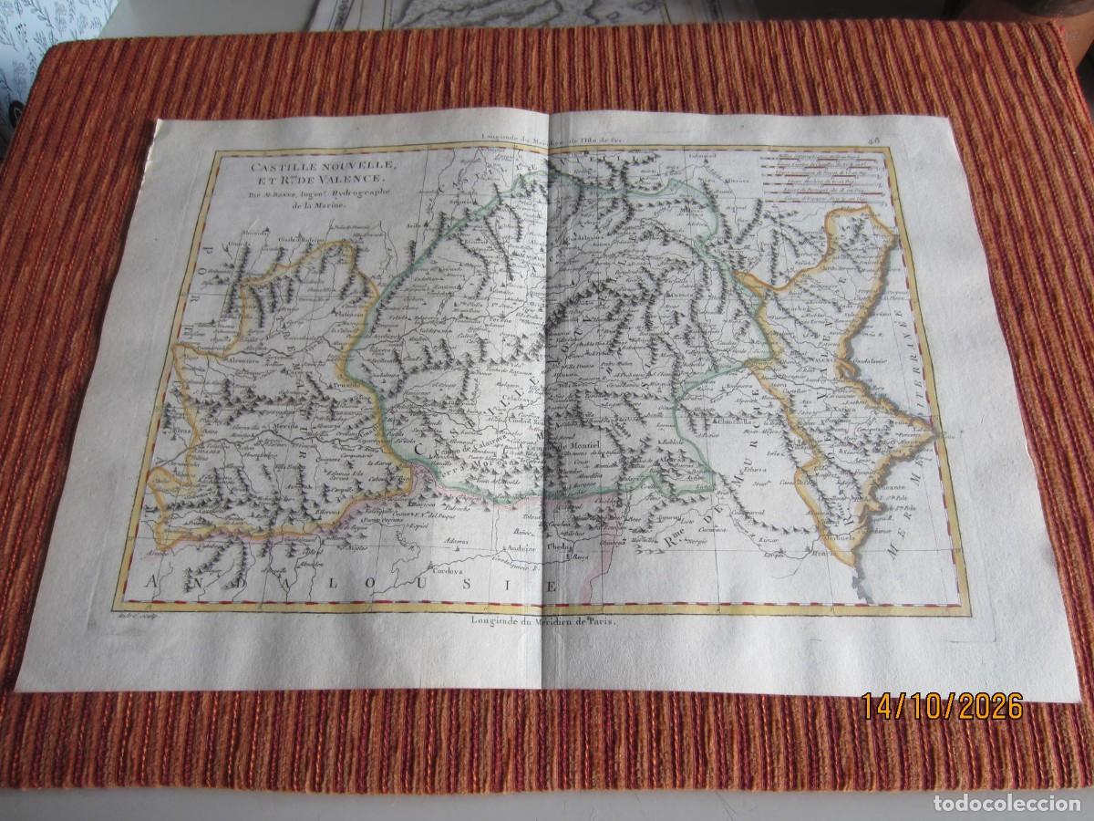 Arte: 1787-MAPA CASTILLA Y VALENCIA. POR M. BONNE. CART&Oacute;GRAFO FRANC&Eacute;S