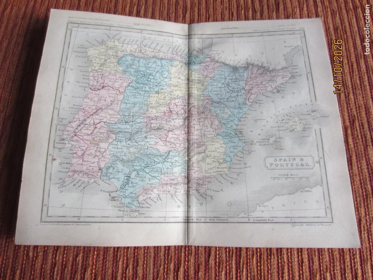 Arte: 1840-MAPA DE ESPA&Ntilde;A. POR S. HALL