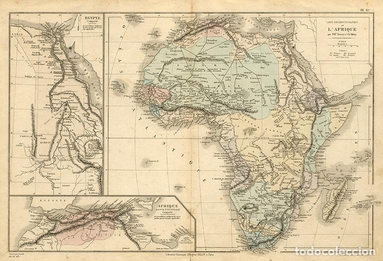 Arte: MAPA DE &Aacute;FRICA (EGIPTO Y NORTE) DE 1865, LITOGRAF&Iacute;A DE DRIOUX & LEROY. CARTOGRAF&Iacute;A, CARTA GEOGR&Aacute;FICA