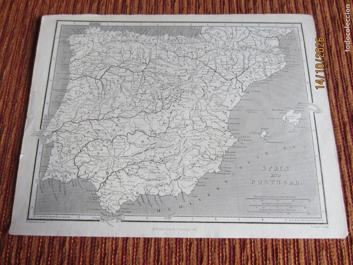 Arte: 1841-MAPA DE ESPA&Ntilde;A. POR H. FISHER, SON & CO.
