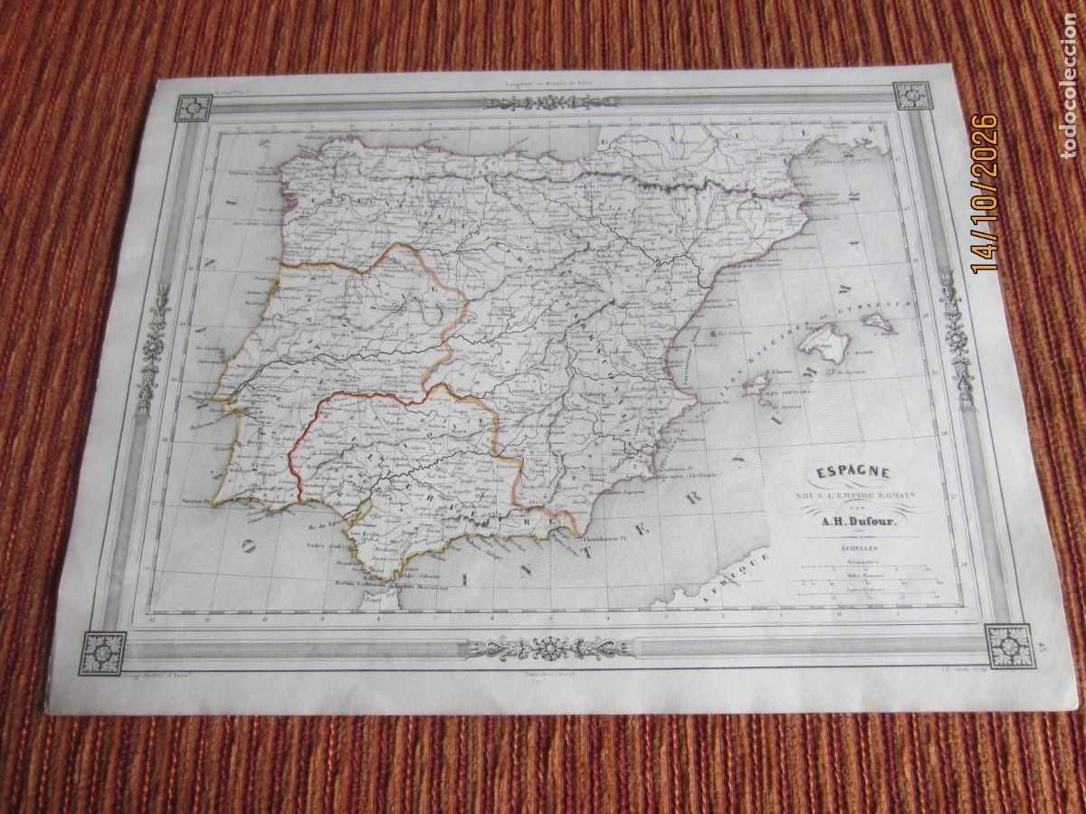 Arte: 1843-MAPA DE ESPA&Ntilde;A Y PORTUGAL. POR ADOLPHE HIPPOLYTE DUFOUR