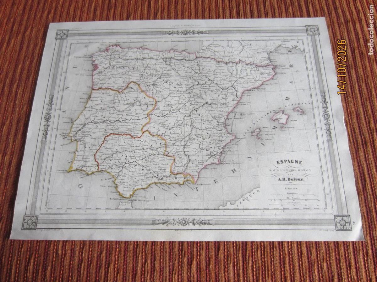 Arte: 1843-MAPA DE ESPA&Ntilde;A. POR ADOLPHE HIPPOLYTE DUFOUR