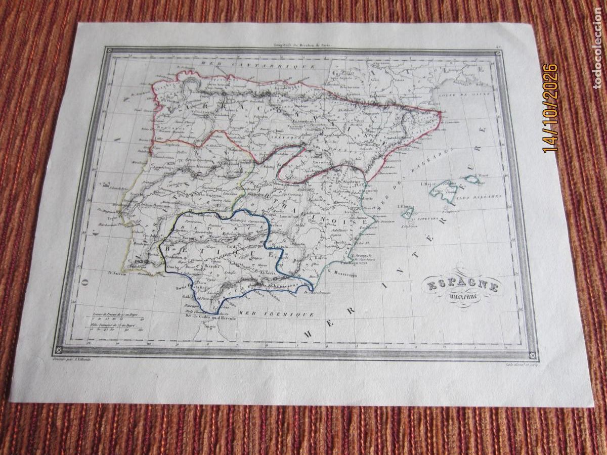 Arte: 1846-MAPA DE ESPA&Ntilde;A ANCIANA. POR ALEXANDRE VILLEMIN