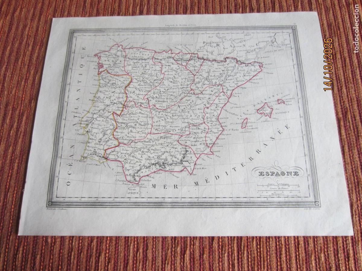 Arte: 1852-MAPA DE ESPA&Ntilde;A ANCIANA. POR ALEXANDRE VILLEMIN