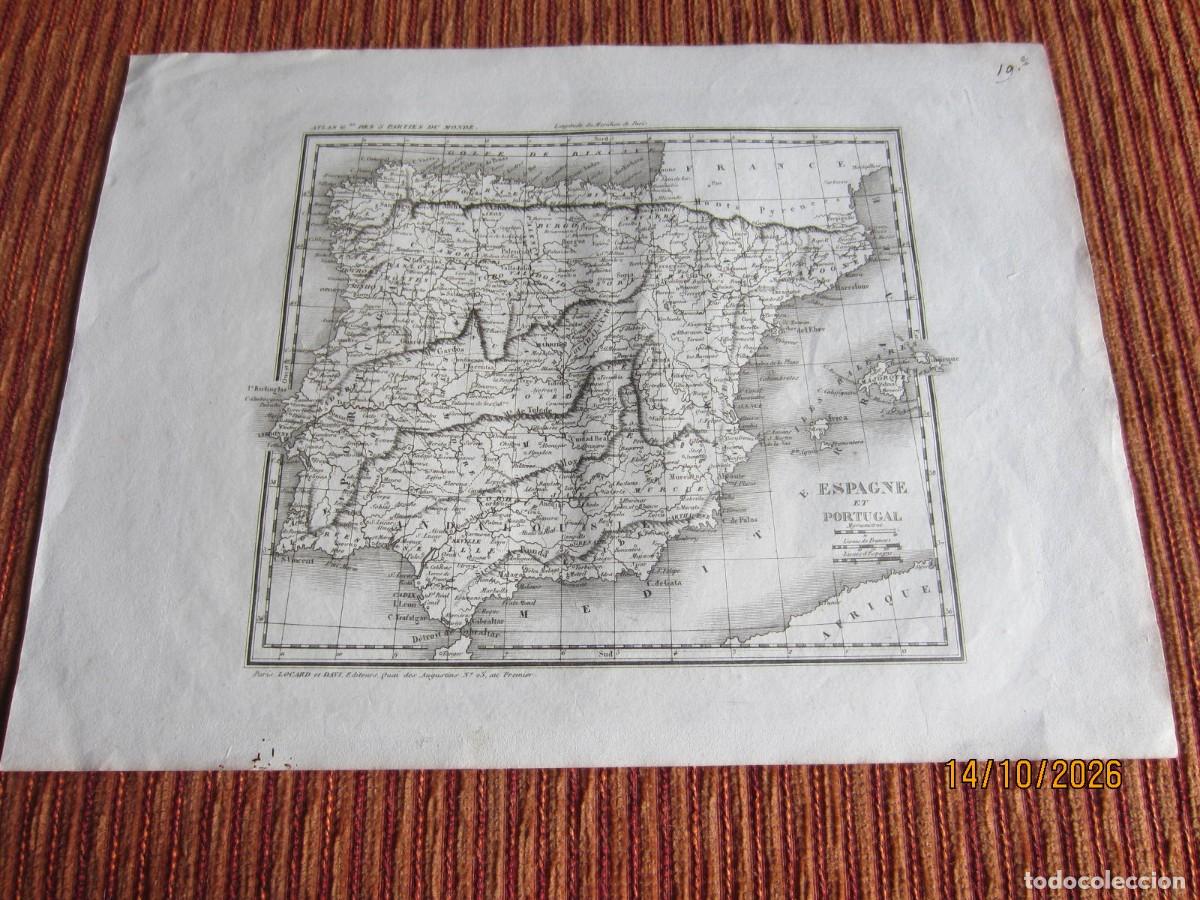 Arte: 1822-MAPA DE ESPA&Ntilde;A. POR LOGARD ET DAVI. PARIS