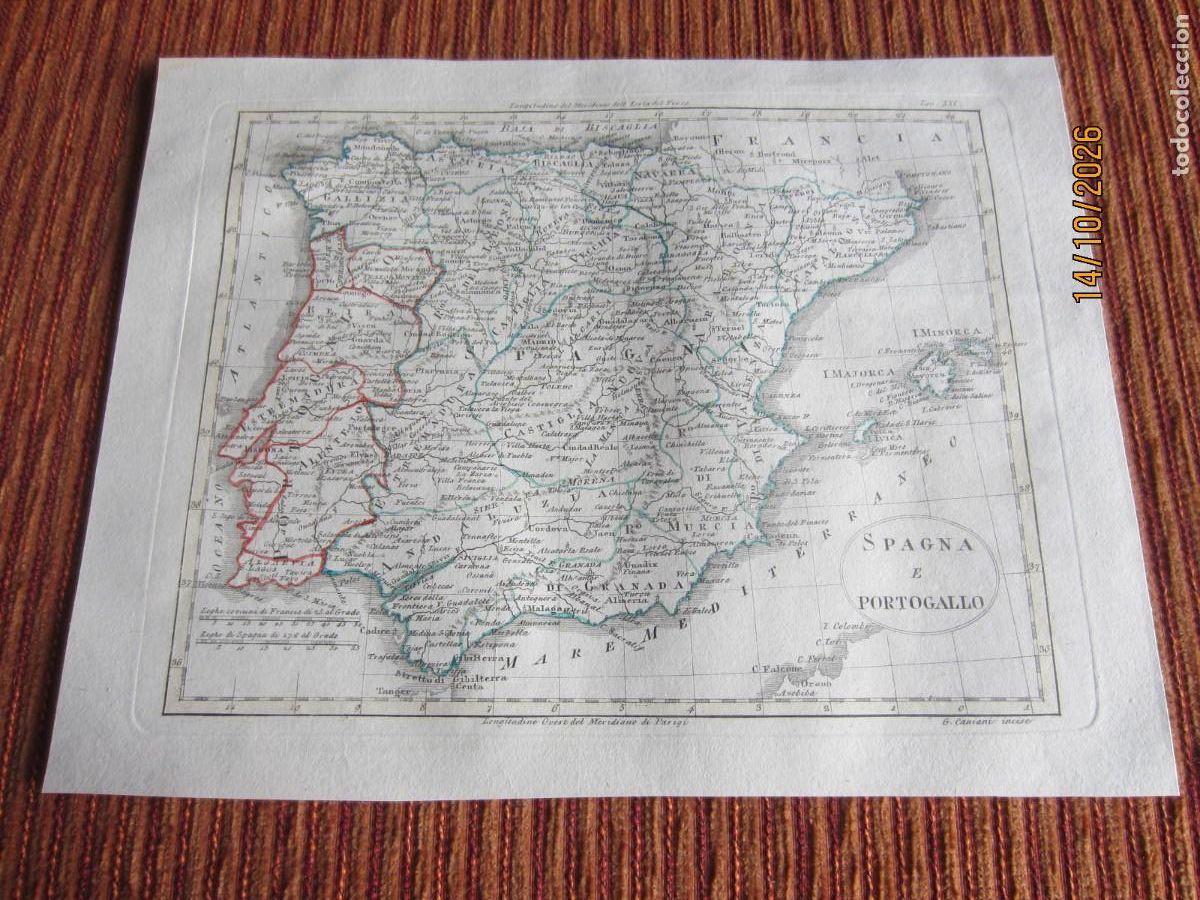 Arte: 1795-1800-MAPA DE ESPA&Ntilde;A Y PORTUGAL. POR GIOVANNOI CANIANI