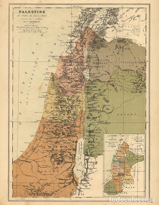 Arte: MAPA DE PALESTINA EN TIEMPO DE JESUCRISTO, 1872, LITOGRAF&Iacute;A DE E. CORTAMBERT. CARTOGRAF&Iacute;A, GEOGRAF&Iacute;A