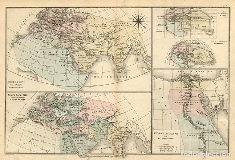 Arte: MAPAS Y SISTEMAS GEOGR&Aacute;FICOS DE LA ANTIG&Uuml;EDAD, LITOGRAF&Iacute;A DE 1865 DE DRIOUX & LEROY. CARTOGRAF&Iacute;A