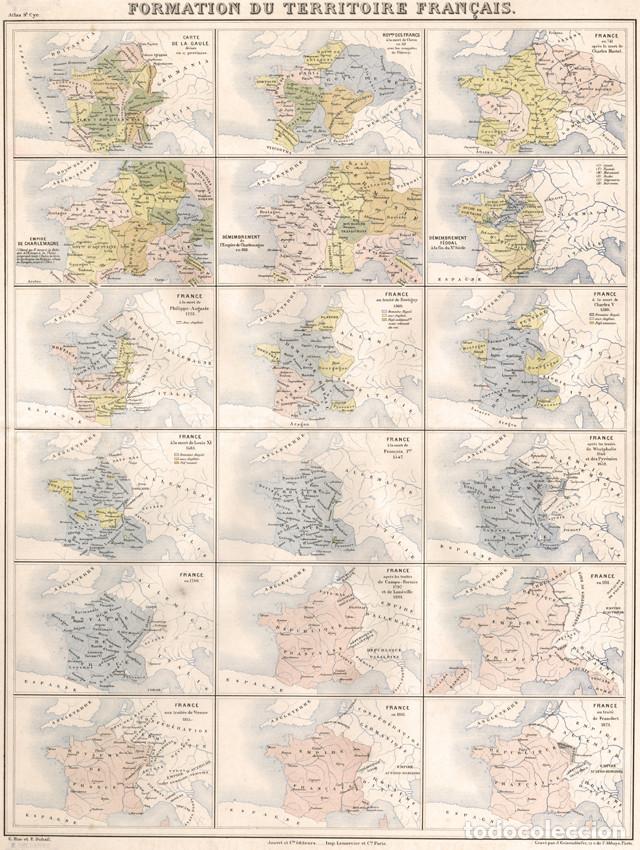 Arte: FORMACI&Oacute;N DEL TERRITORIO FRANC&Eacute;S, MAPA MILITAR DE 1887, ATLAS SAINT-CYR, LITOGRAF&Iacute;A. CARTOGRAF&Iacute;A