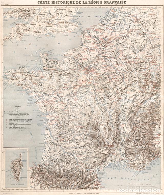 Arte: AN&Aacute;LISIS HIST&Oacute;RICO DE FRANCIA, MAPA MILITAR DE 1887, ATLAS SAINT-CYR, LITOGRAF&Iacute;A. CARTOGRAF&Iacute;A, CARTA