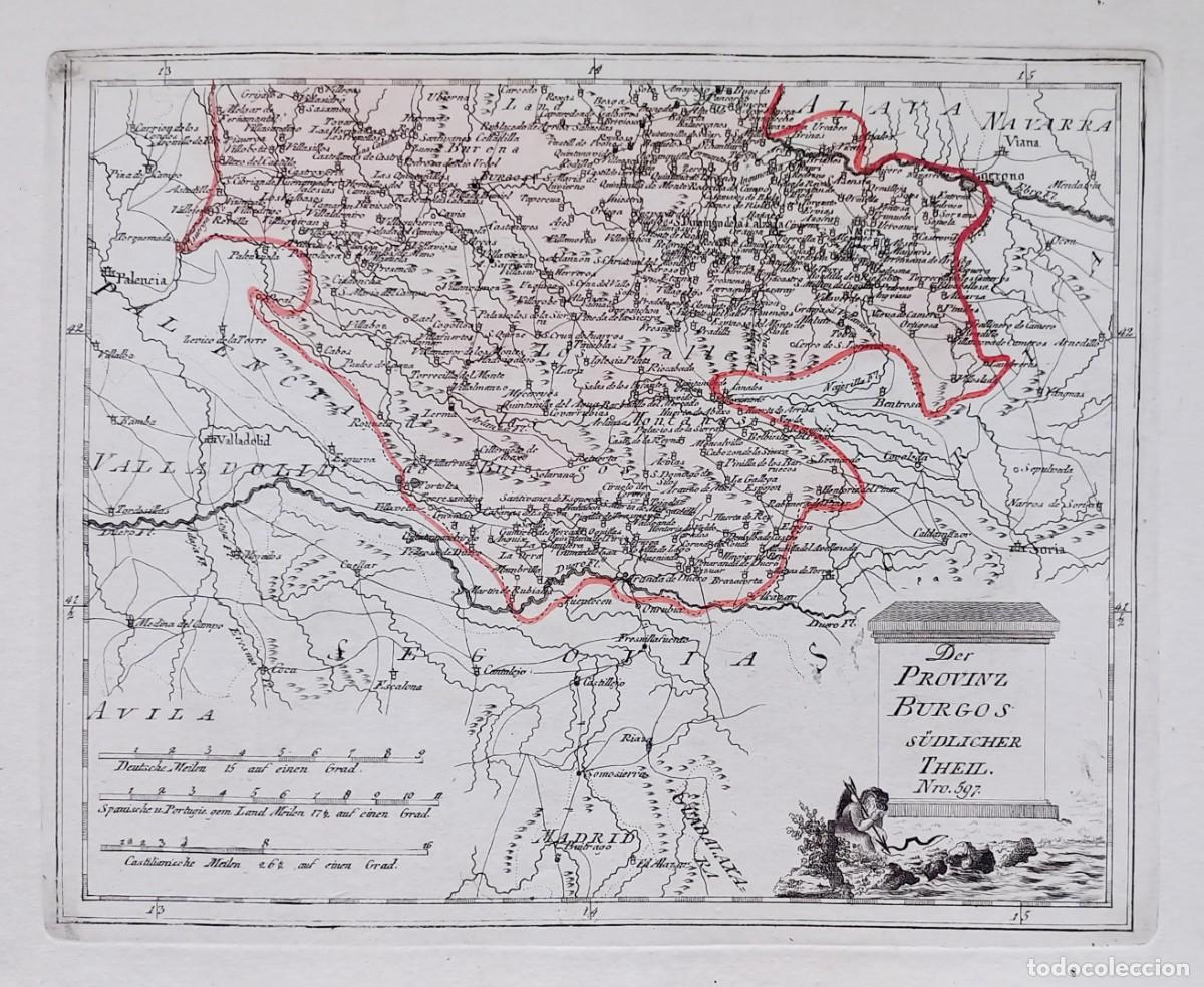 Arte: Mapa zona Burgos , Aranda de Duero, Sto Domingo de la Calzada - Reilly - A&ntilde;o 1791