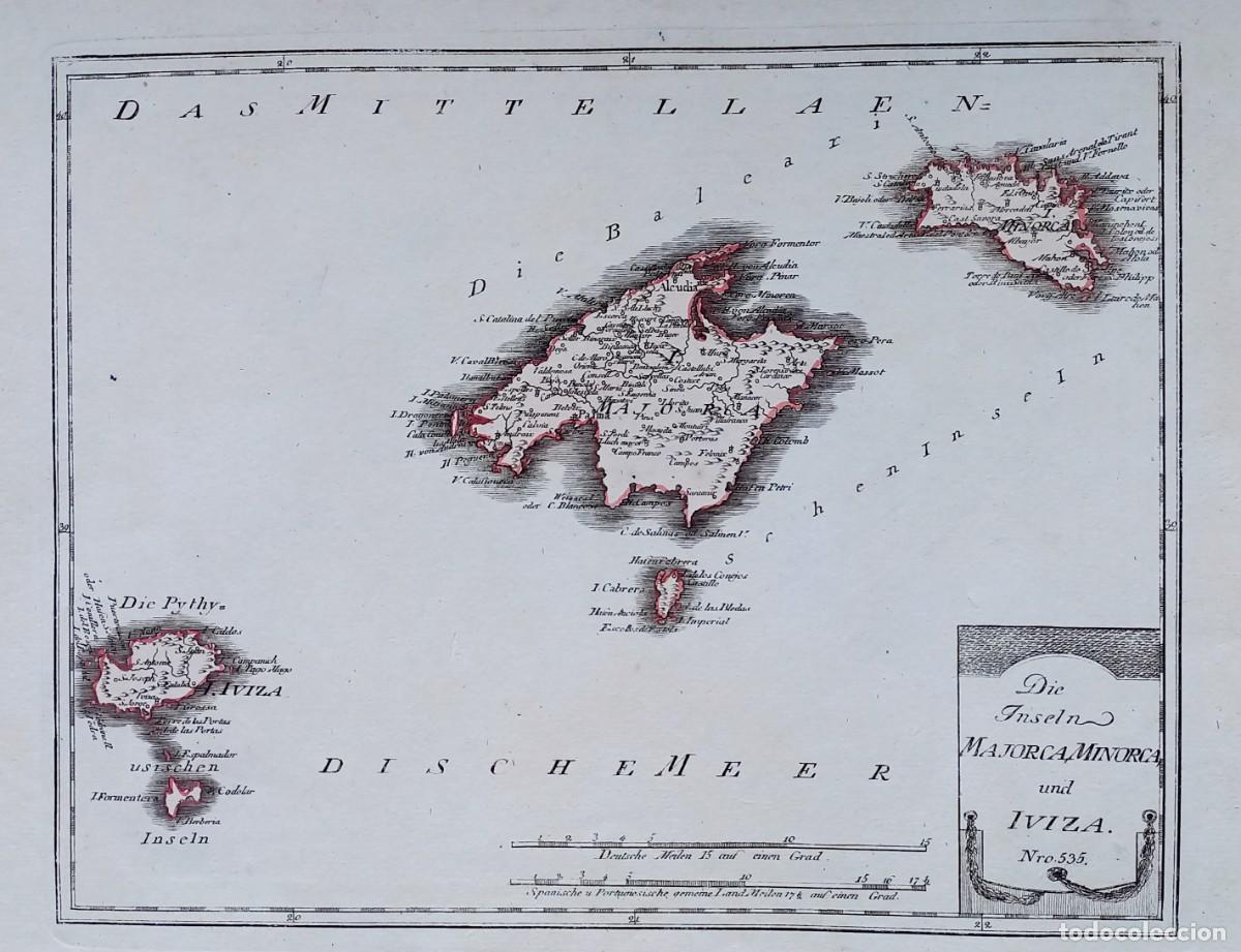 Arte: Mapa Baleares, Mallorca, Menorca, Ibiza, Formentera - Reilly - A&ntilde;o 1791