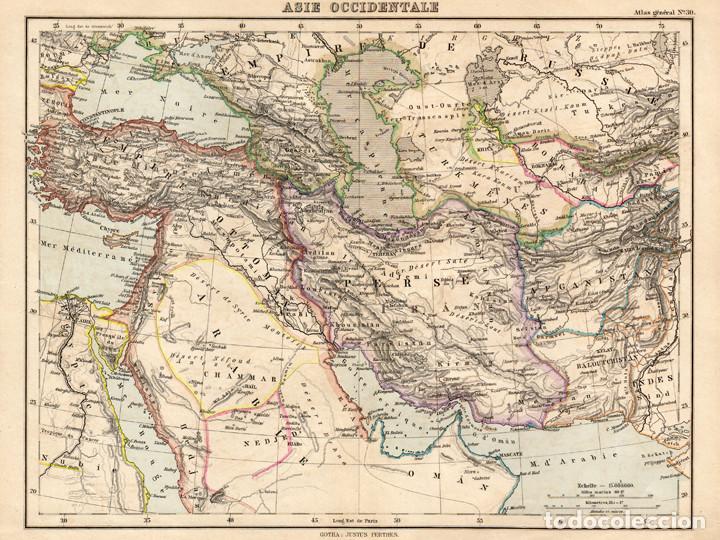 Arte: MAPA DE ORIENTE MEDIO (ASIA OCCIDENTAL) EN 1900, JUSTUS PERTHES, GRABADO DE COBRE. CARTOGRAF&Iacute;A