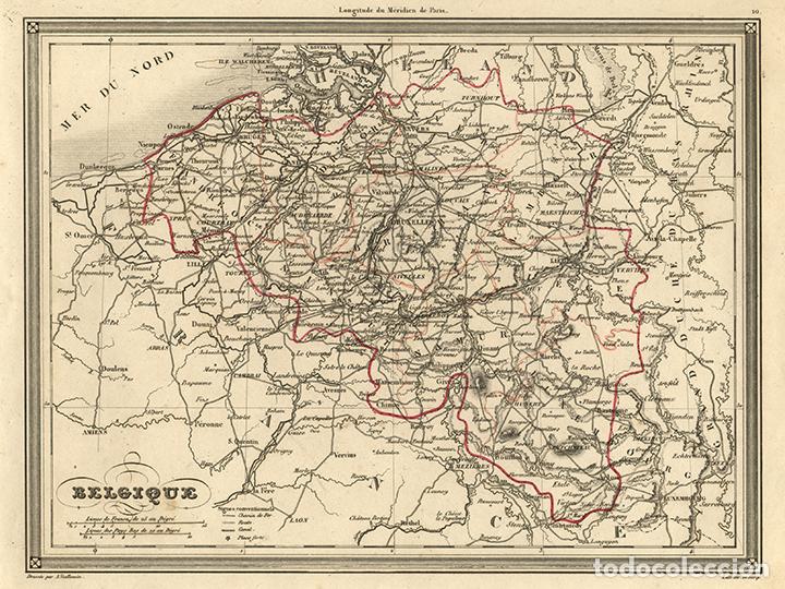 Arte: MAPA DE B&Eacute;LGICA INDEPENDIENTE DE 1845, POR VUILLEMIN. GRABADO AL ACERO, COLOREADO A MANO. LUXEMBURGO