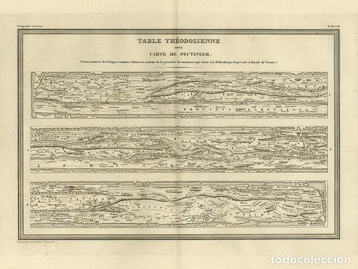 Arte: MAPA DE PEUTINGER (TABLA TEODOSIANA), MALTE-BRUN, 1837. GRABADO AL ACERO. Grab&oacute; THIERRY