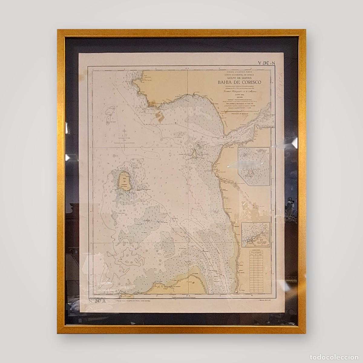 Kunst: Carta n&aacute;utica original Bah&iacute;a de Corisco n&ordm; 247 A, Instituto Hidrogr&aacute;fico de la Marina, C&aacute;diz 1962.