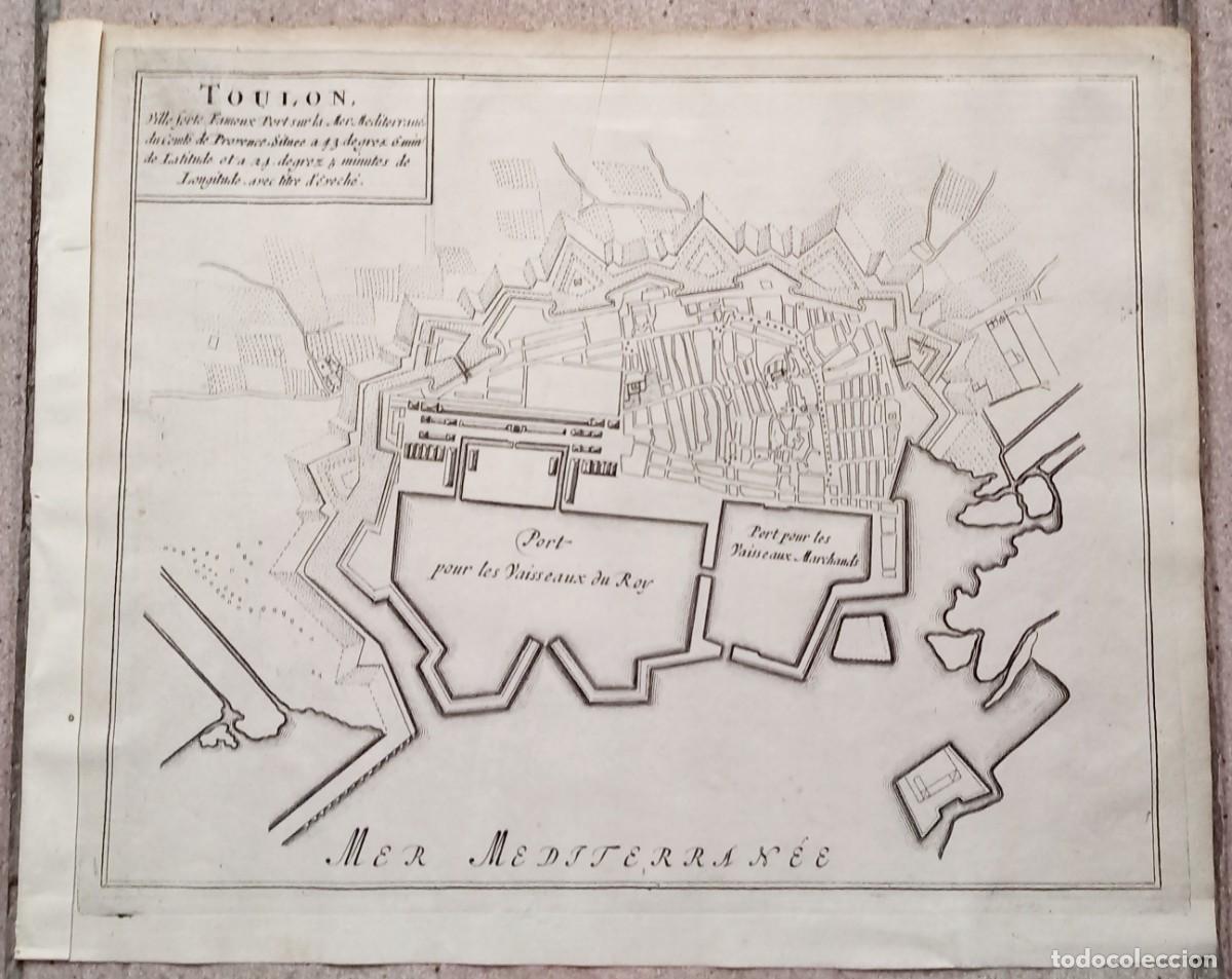 Arte: Mapa de Toulon - Francia - Nicolas de Fer - A&ntilde;o 1705 - Es Original