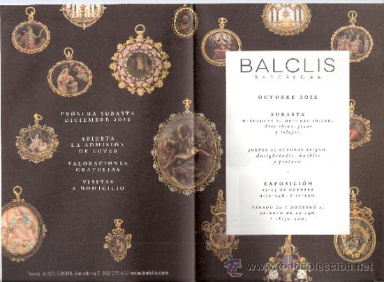 Art: Folleto Informativo. Desplegable ( 16 caras ) Balclis Barcelona. Subasta Octubre 2012.