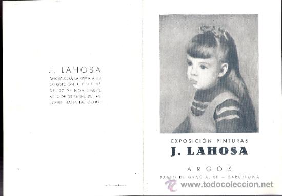 Art: Juan Lahosa. Noviembre 1948. Argos. Barcelona.D&iacute;ptico. 17'5 x 12 cmtrs.