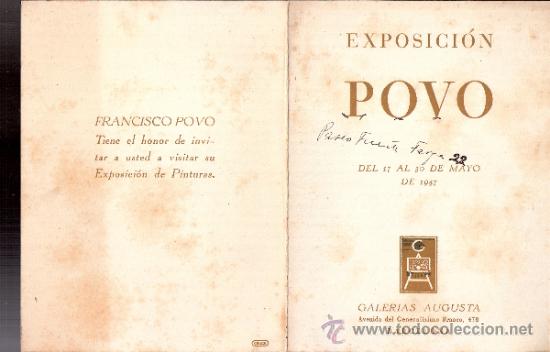 Arte: Francisco Povo. Mayo 1947. Galerias Augusta. Barcelona.D&iacute;ptico.16 x 12 cmtrs.