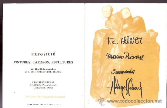 Arte: Mario Rivas.Victor Saavedra.Andreu Ledoux.Fina Oliver.Centre Cultural.Calafell.D&iacute;ptico.16x12'5 cmtrs