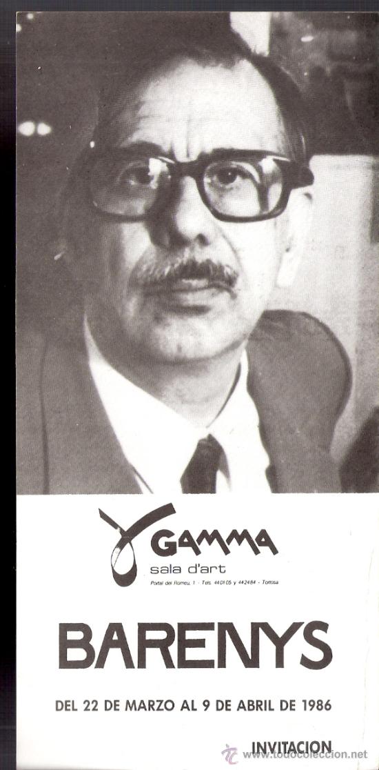 Arte: Barenys. Gamma, sala d'art. Marzo 1986. 21 x 10 cmtrs. Usada. Franqueada.