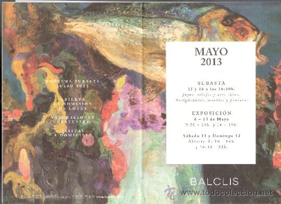 Arte: Folleto Informativo. Desplegable ( 16 caras ) Balclis Barcelona. Subasta Mayo 2013.