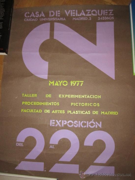 Arte: Cartel exposici&oacute;n Casa de Velazqu&eacute;z Mayo de 1977, Ciudad Universitaria. Taller de experimentaci&oacute;n
