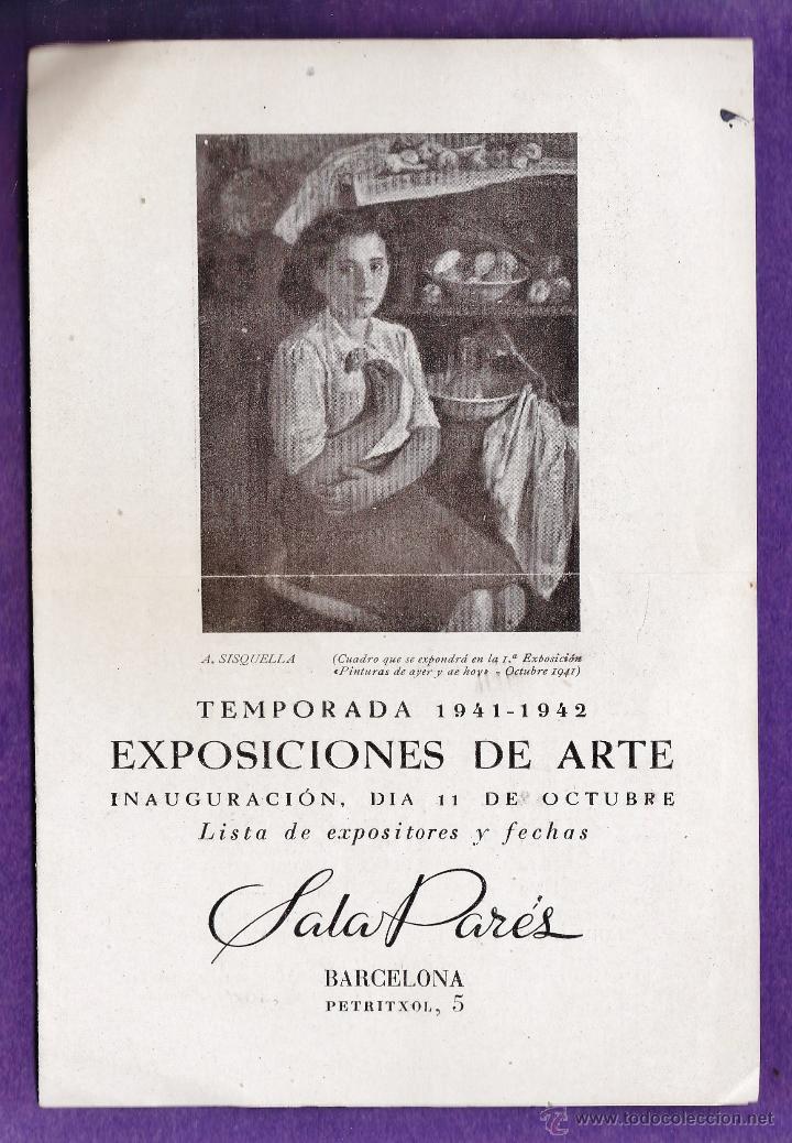 Arte: catalogo de arte - sala pares / barcelona - exposiciones - temporada - a&ntilde;o 1942