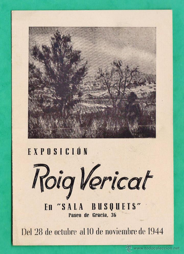 Arte: catalogo / invitacion - exposicion pinturas roig vericat - sala busquets / bcn - a&ntilde;o 1944