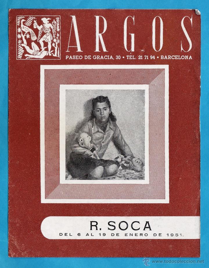 Arte: catalogo / invitacion - exposicion pinturas - r. roca - sala argos / bcn - a&ntilde;o 1951