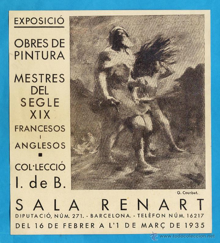 Arte: catalogo / invitacion - exposicio pintures mestres segle XIX - sala renart / barcelona - a&ntilde;o 1935