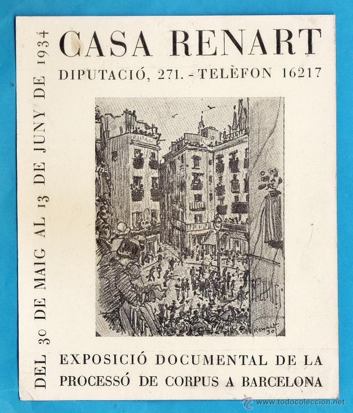 Arte: catalogo / invitacion - exposicio documental processo corpus - sala renart / barcelona - a&ntilde;o 1934