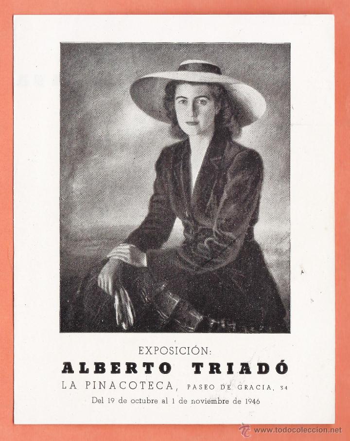 Arte: catalogo / invitacion - exposicion pinturas - alberto triado - sala la pinacoteca / bcn - a&ntilde;o 1946