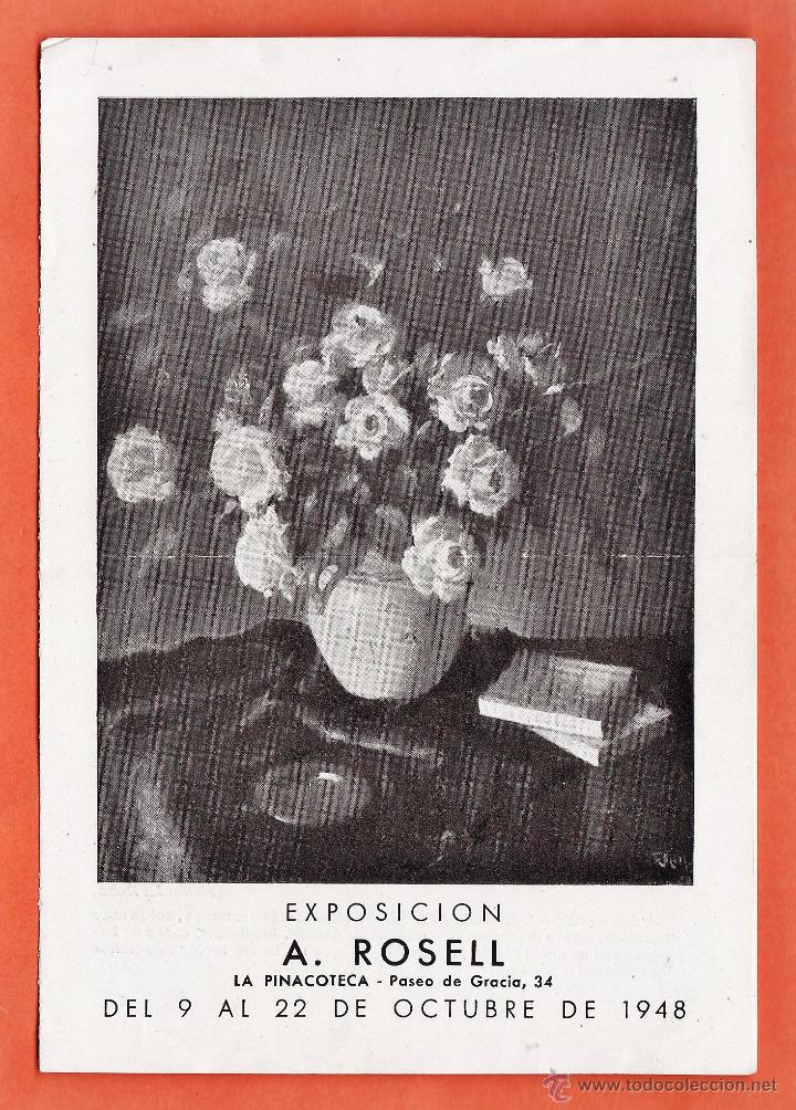 Arte: catalogo / invitacion - exposicion pinturas - a. rosell - sala la pinacoteca / barcelona - a&ntilde;o 1948