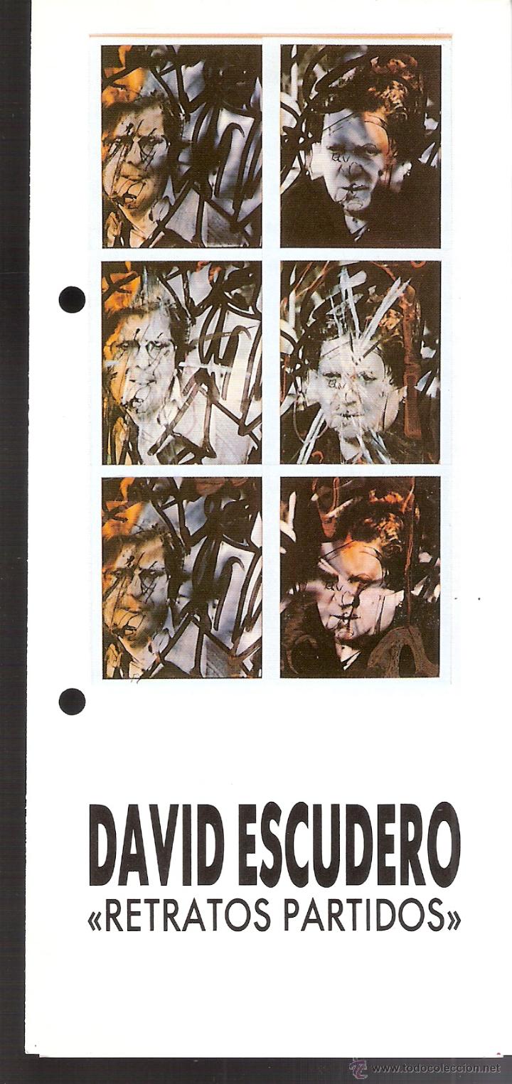 Art: David Escudero. Retratos partidos. Octubre 1990. Galer&iacute;a Spectrum. Zaragoza. T&iacute;ptico. 21x10 cmtrs.