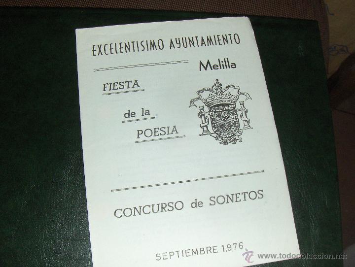 Arte: FIESTA DE LA POESIA, CONCURSO DE SONETOS. MELILLA 1976.