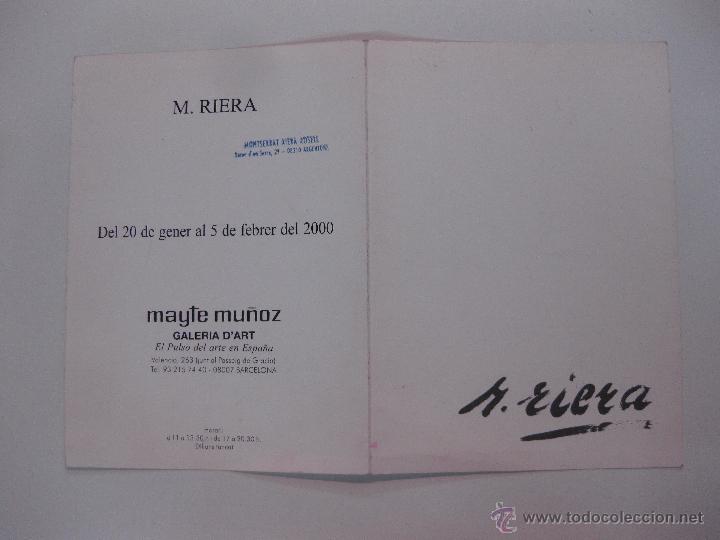 Art: CATALAGO. EXPOSICION M.RIERA. GALERIA MAYTE MU&Ntilde;OZ. BARCELONA 2000