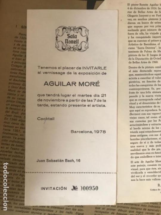Arte: CAT&Aacute;LOGO DE AGUILAR MORE , INVITACI&Oacute;N  SALA NONELL 1978 Y LIBRO DEDICADO - Foto 5