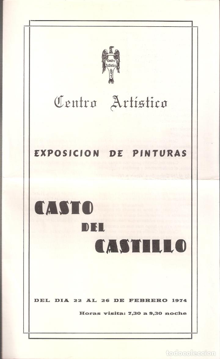 Kunst: Casto del Castillo. Febrero 1974. Centro Art&iacute;stico y Literario Granada. D&iacute;ptico. 30 x 17 cm.