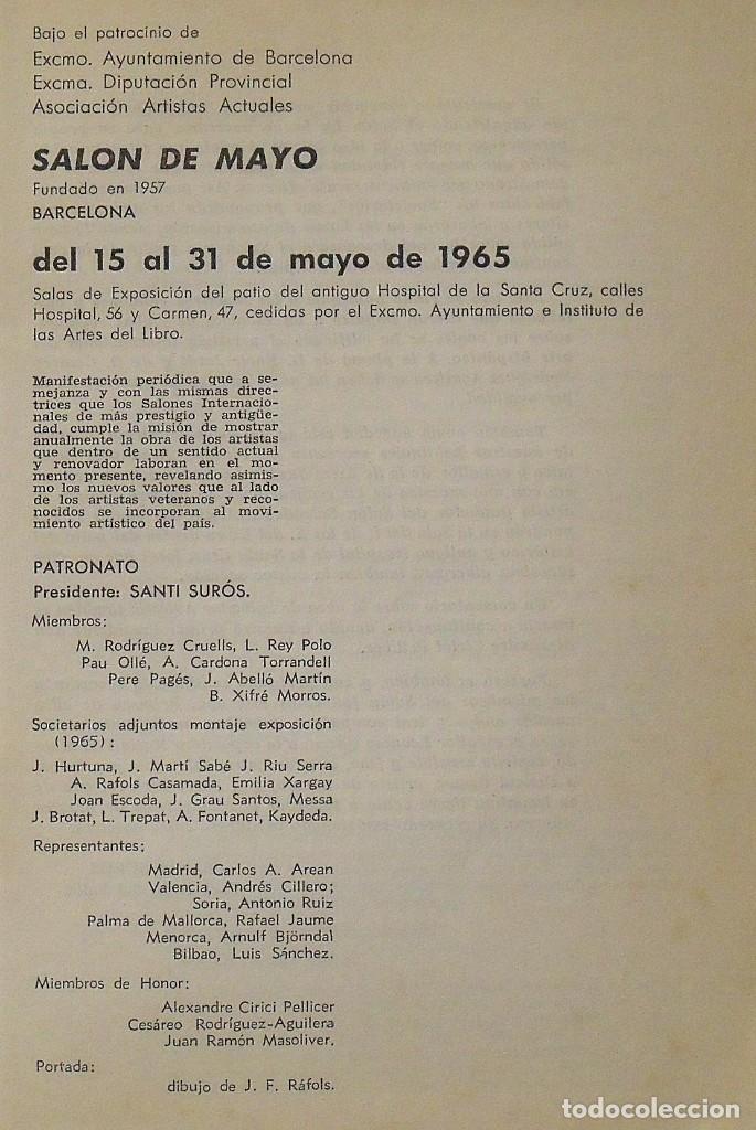 Arte: Catálogo IX Salón de Mayo. Pintura, escultura, cerámica, esmaltes. Barcelona 1965. Portada de Ràfols - Foto 2 - 149311562