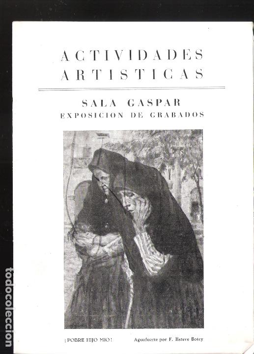 Arte: Grabados Contempor&aacute;neos. Mayo 1947, Actividades Art&iacute;stica Sala Gaspar, Barcelona. 12 pags. 17x13 cm.