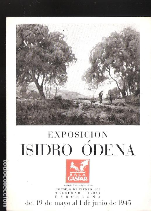 Kunst: Isidro &Oacute;dena. Mayo 1945. Sala Gaspar, Barcelona. D&iacute;ptico. 17 x 13 cm.