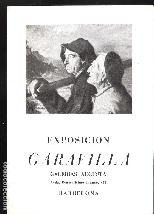 Arte: Angel de Garavilla. Febrero 1954. Galer&iacute;as Augusta. Barcelona. D&iacute;ptico. 17 x 12 cm.