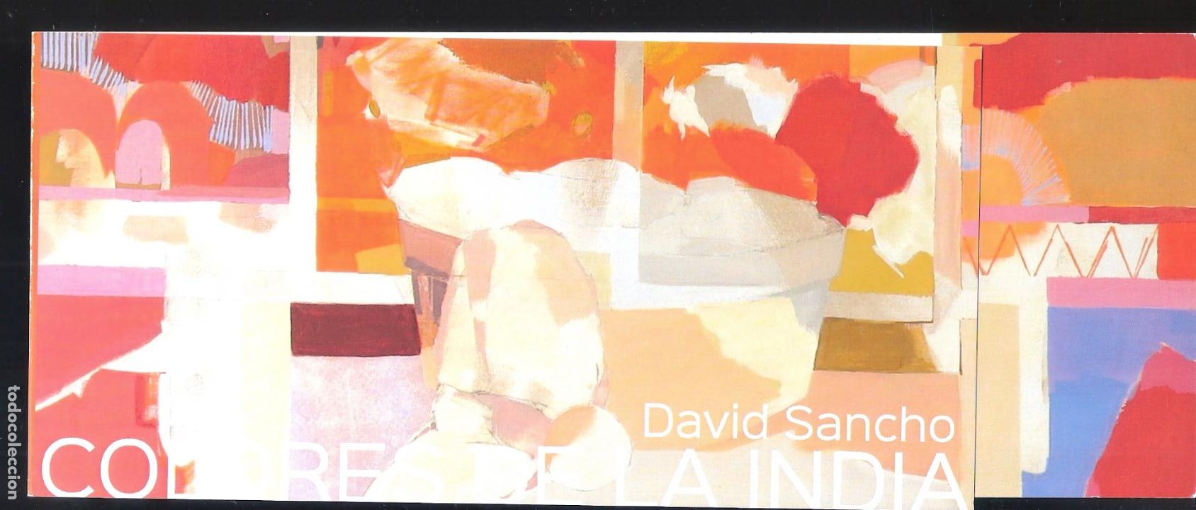 Arte: David Sancho. Colores de la India.Cartel Fine Art. M&aacute;laga. D&iacute;ptico. 24x10 cm.