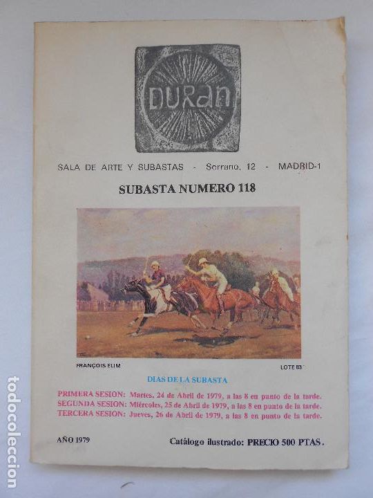 Arte: CATALOGO - CASA DE SUBASTAS DURAN - SALA DE ARTE Y SUBASTAS - 1979 - NUMERO N&ordm; 118